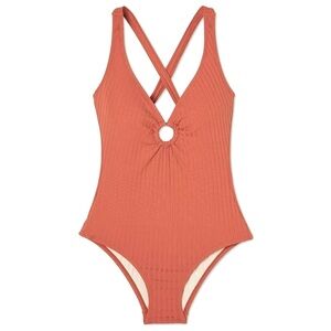 NWT Kona Sol Wide Ribbed Ring Medium Coverage One Piece Swimsuit L (12-14)